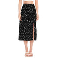 Black And White Bubble Pattern Print Side Slit Midi Skirt