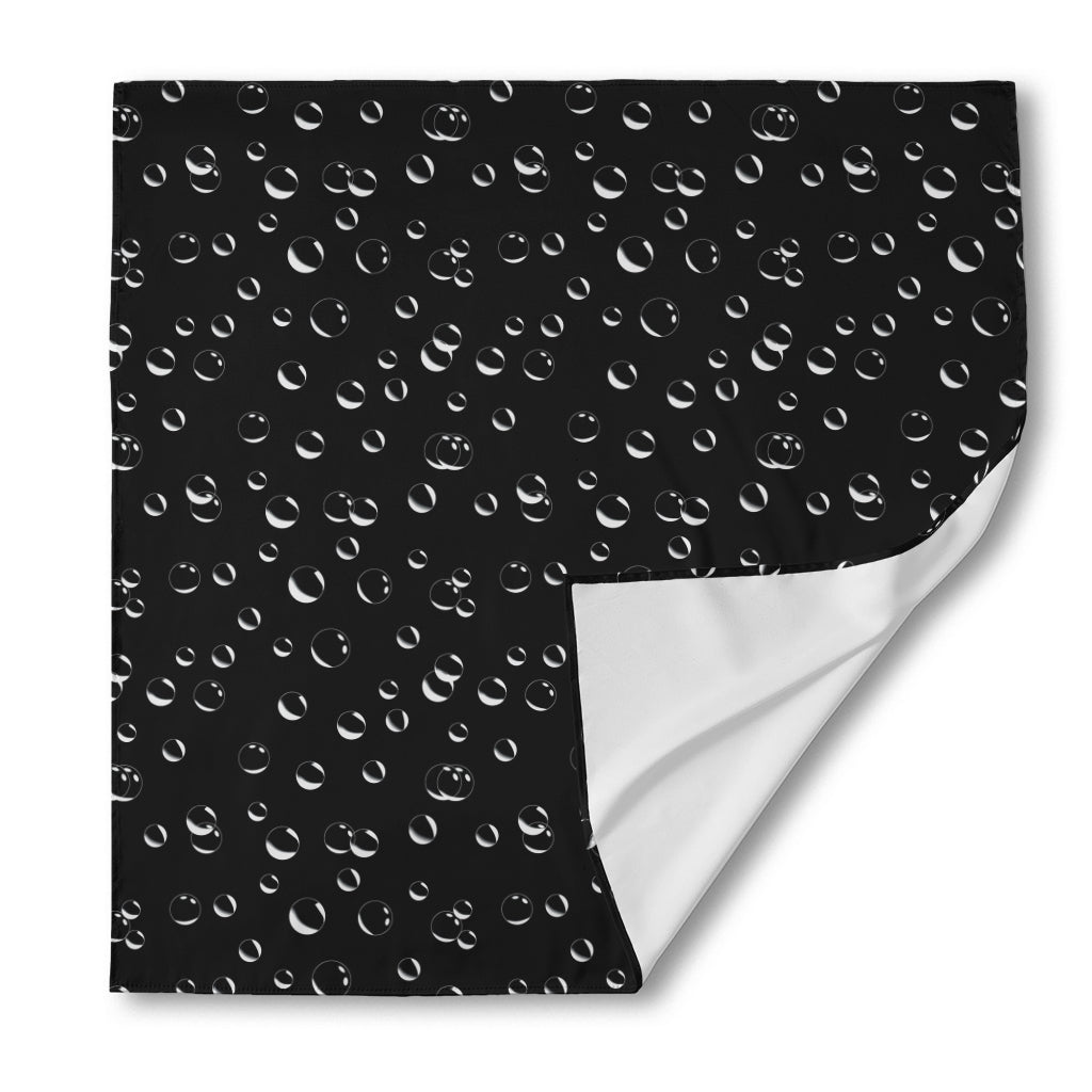 Black And White Bubble Pattern Print Silk Bandana