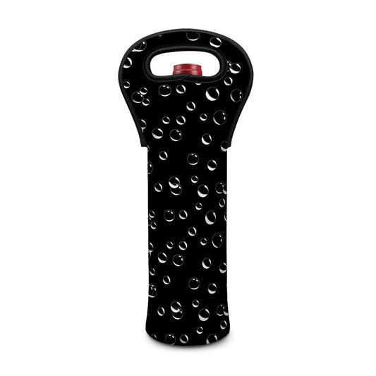 Black And White Bubble Pattern Print Single Neoprene Wine Tote