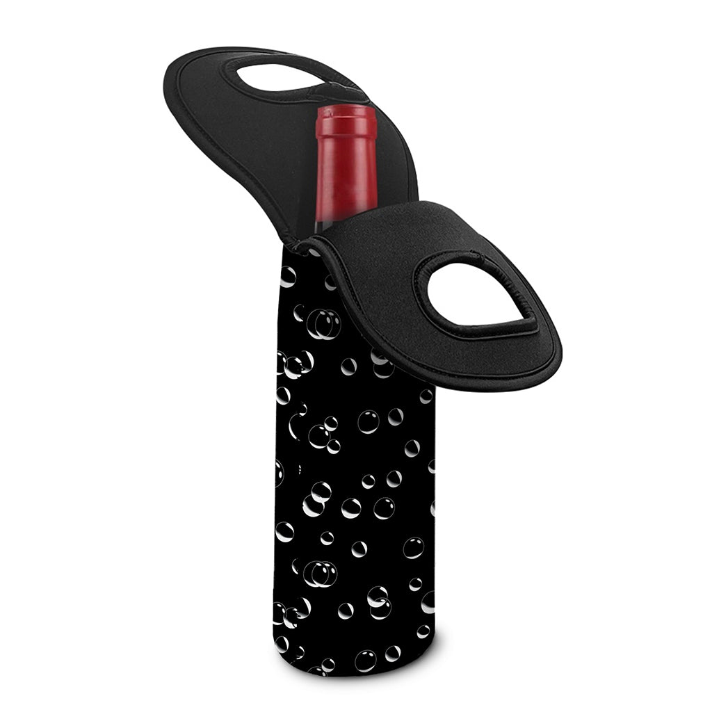 Black And White Bubble Pattern Print Single Neoprene Wine Tote