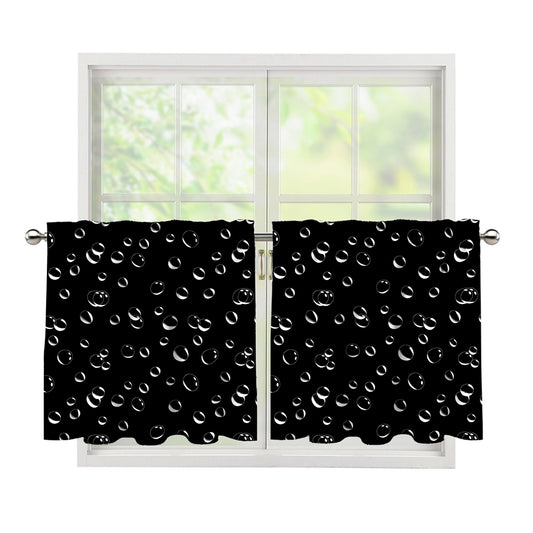Black And White Bubble Pattern Print Tier Curtains