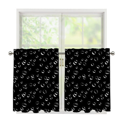 Black And White Bubble Pattern Print Tier Curtains