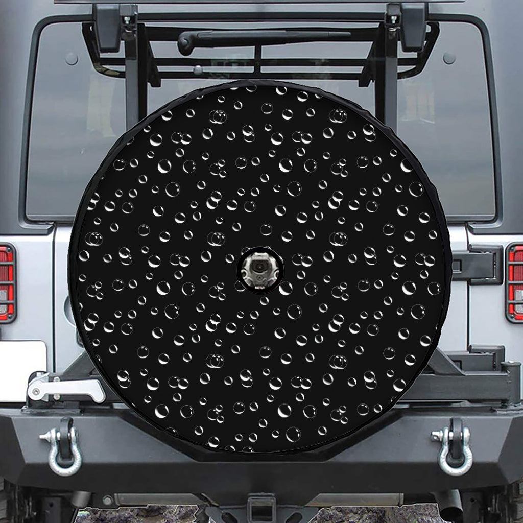 Black And White Bubble Pattern Print Tire Cover With Camera Hole