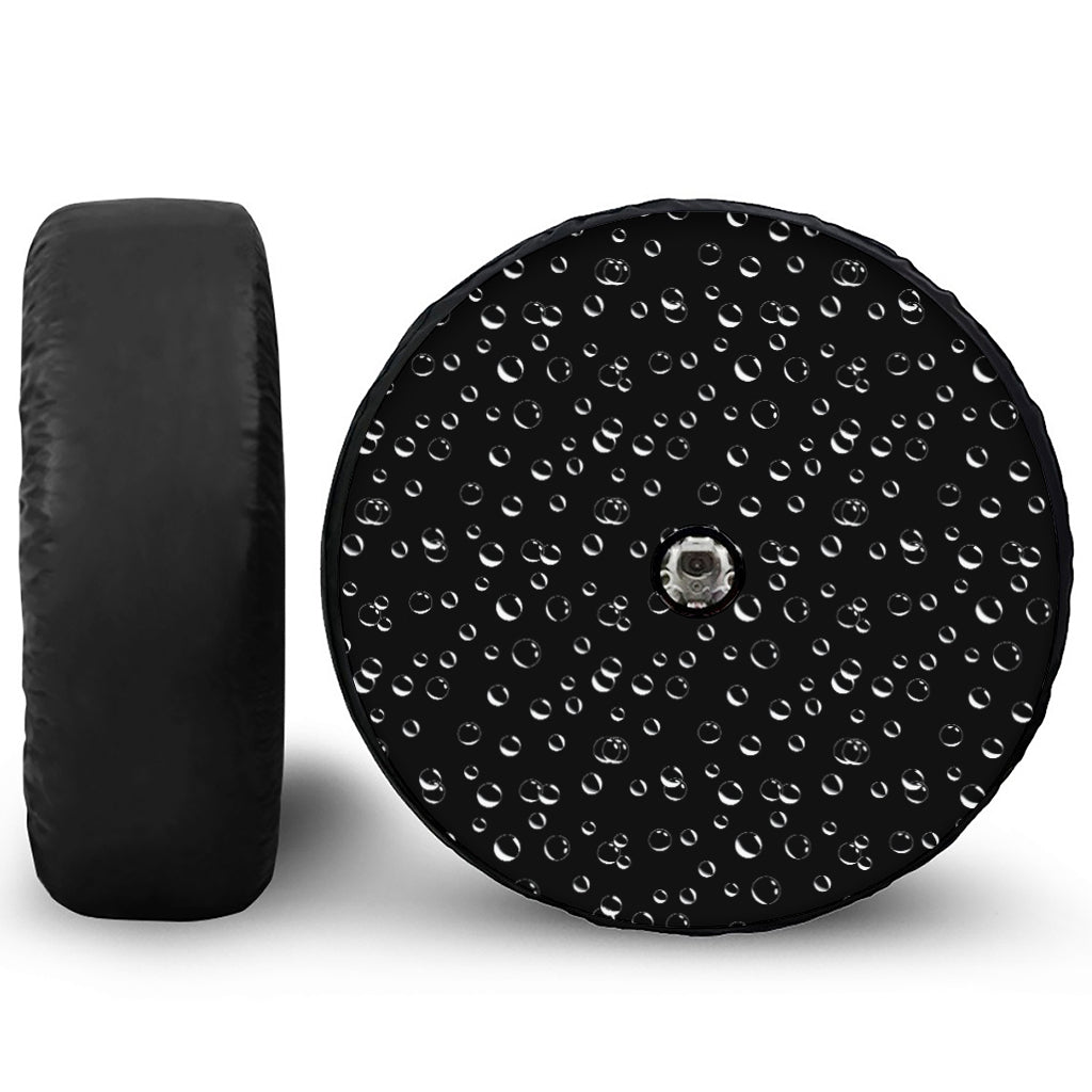 Black And White Bubble Pattern Print Tire Cover With Camera Hole