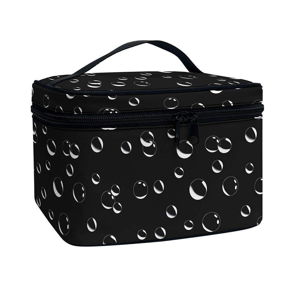 Black And White Bubble Pattern Print Travel Makeup Bag