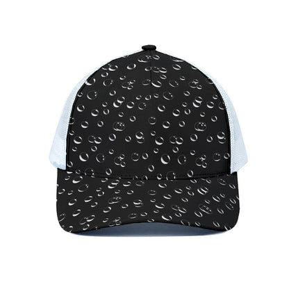 Black And White Bubble Pattern Print White Mesh Trucker Cap