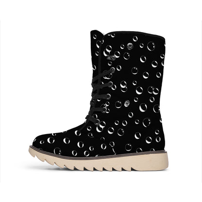 Black And White Bubble Pattern Print Winter Boots