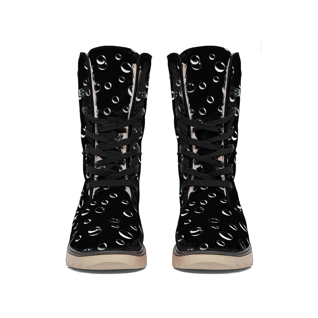 Black And White Bubble Pattern Print Winter Boots