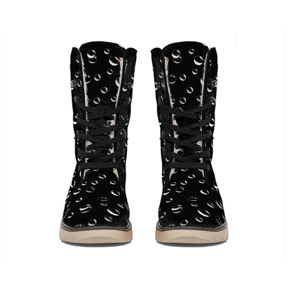 Black And White Bubble Pattern Print Winter Boots
