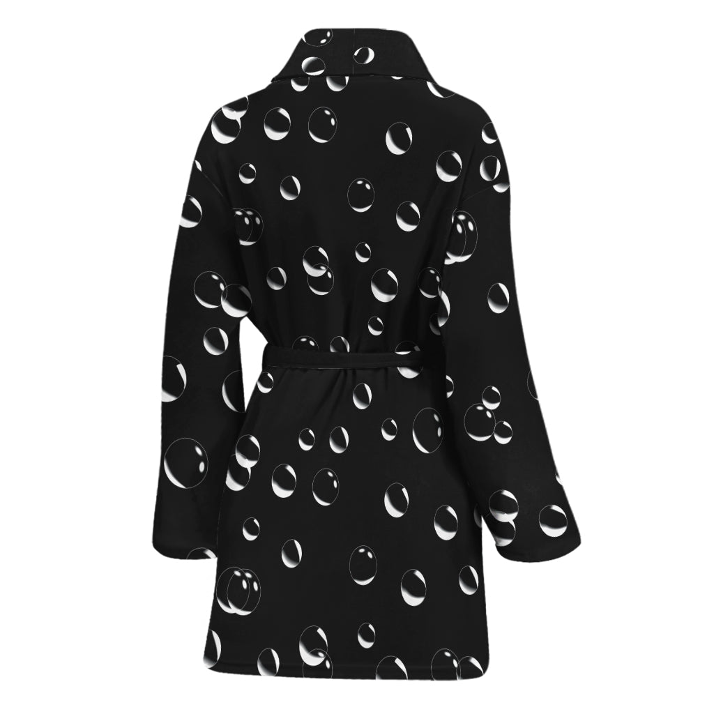 Black And White Bubble Pattern Print Women's Bathrobe