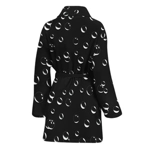 Black And White Bubble Pattern Print Women's Bathrobe