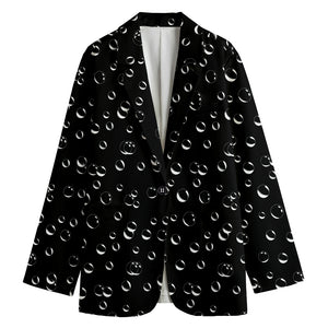 Black And White Bubble Pattern Print Women's Cotton Blazer