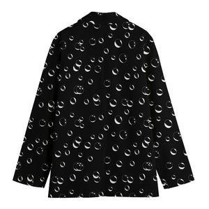 Black And White Bubble Pattern Print Women's Cotton Blazer