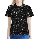 Black And White Bubble Pattern Print Women's Polo Shirt