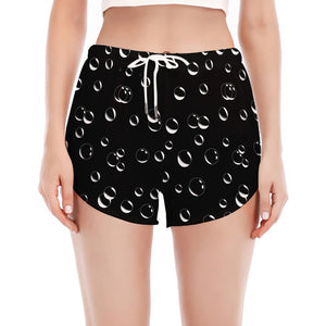 Black And White Bubble Pattern Print Women's Split Running Shorts