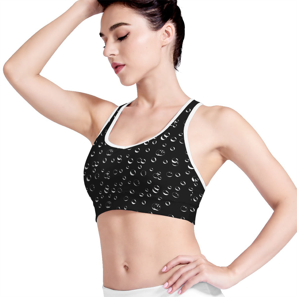 Black And White Bubble Pattern Print Women's Sports Bra