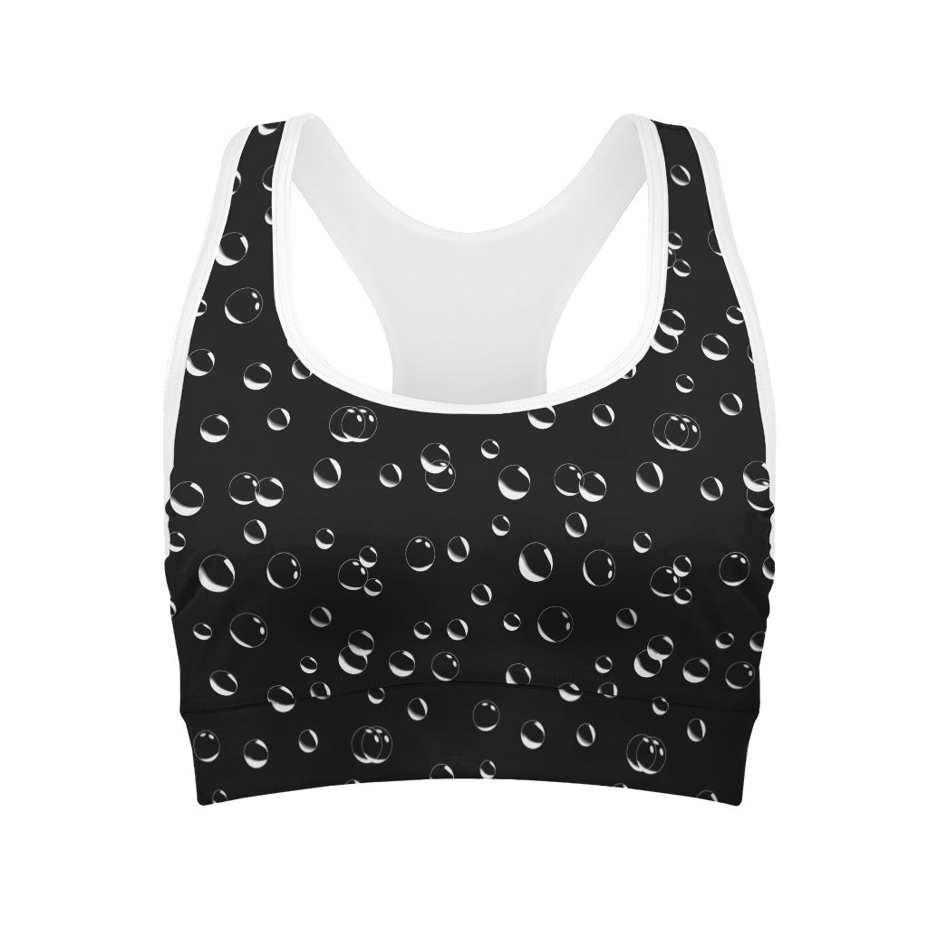 Black And White Bubble Pattern Print Women's Sports Bra