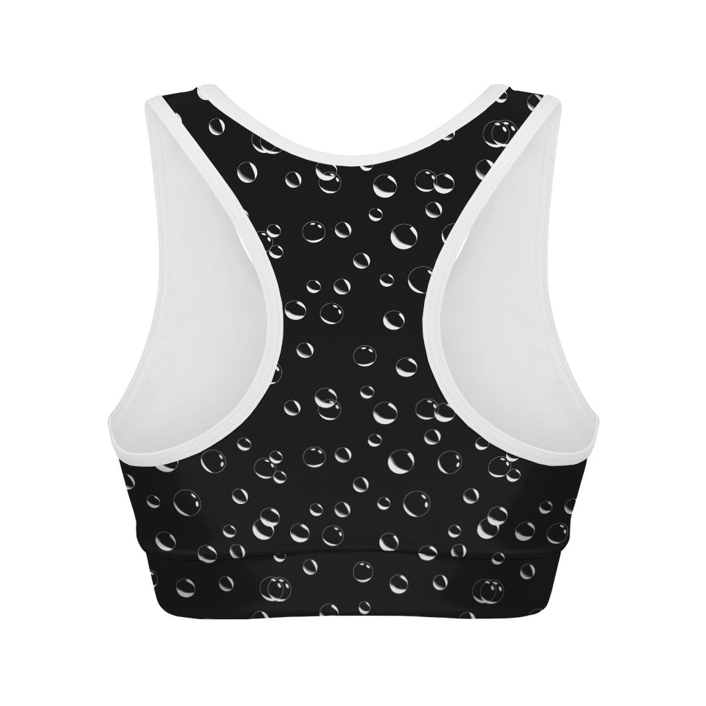 Black And White Bubble Pattern Print Women's Sports Bra