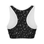 Black And White Bubble Pattern Print Women's Sports Bra