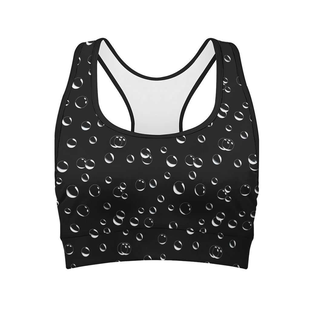 Black And White Bubble Pattern Print Women's Sports Bra