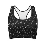 Black And White Bubble Pattern Print Women's Sports Bra