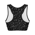 Black And White Bubble Pattern Print Women's Sports Bra