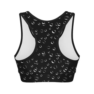 Black And White Bubble Pattern Print Women's Sports Bra