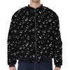 Black And White Bubble Pattern Print Zip Sleeve Bomber Jacket