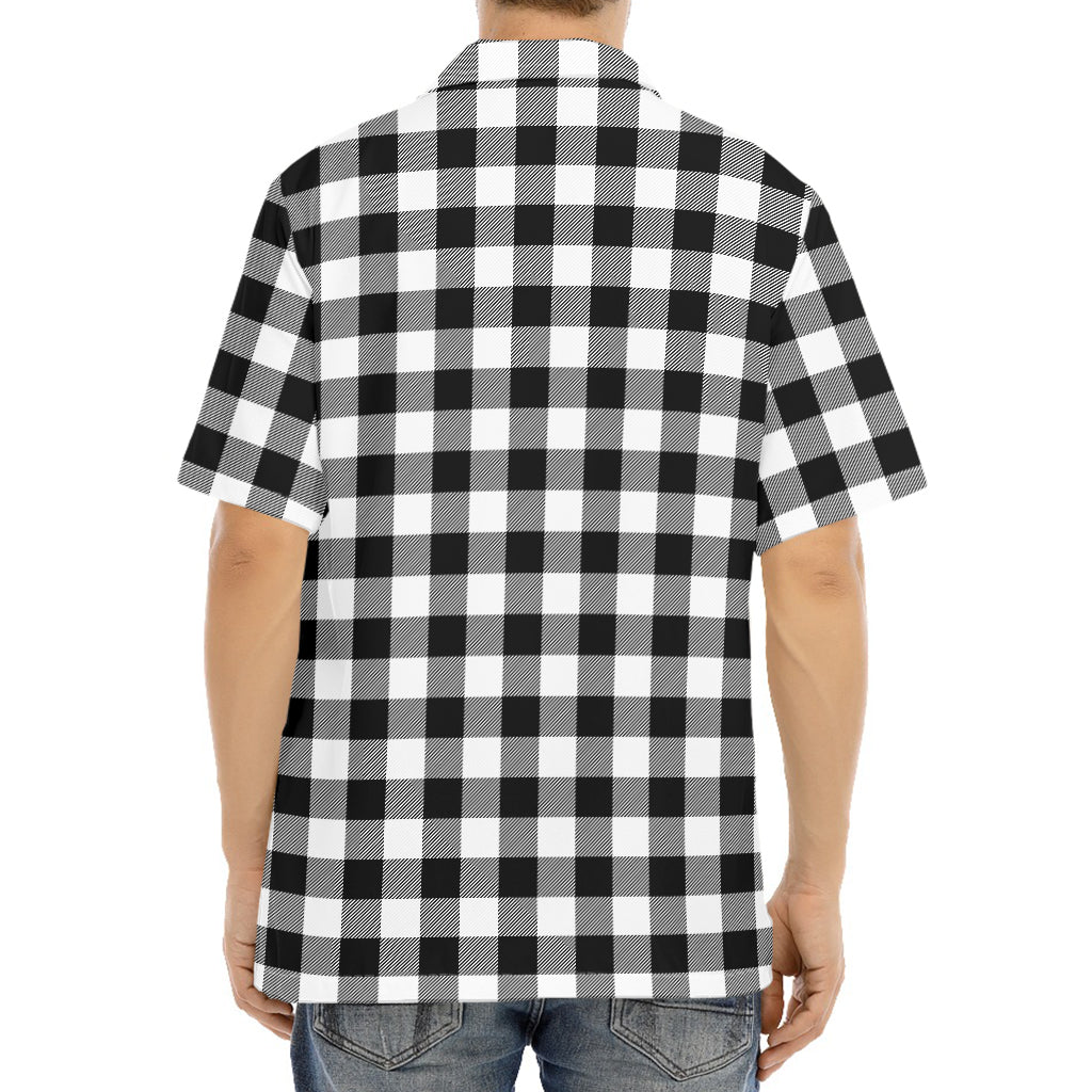 Black And White Buffalo Plaid Print Aloha Shirt