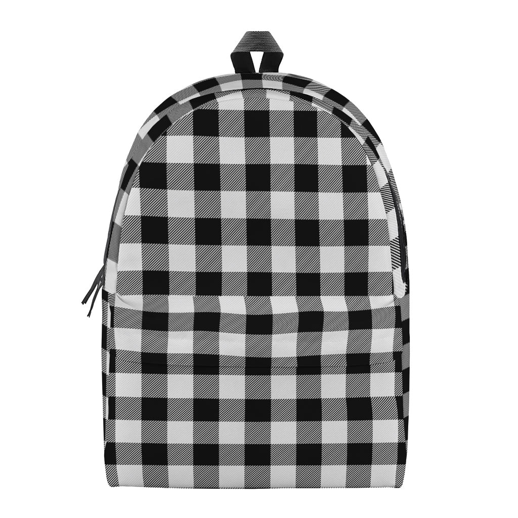 Black And White Buffalo Plaid Print Backpack