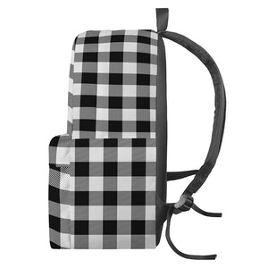 Black And White Buffalo Plaid Print Backpack