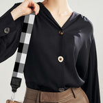 Black And White Buffalo Plaid Print Bag Strap