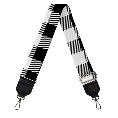 Black And White Buffalo Plaid Print Bag Strap