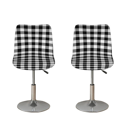 Black And White Buffalo Plaid Print Bar Stool Covers
