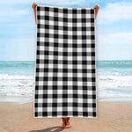 Black And White Buffalo Plaid Print Beach Towel
