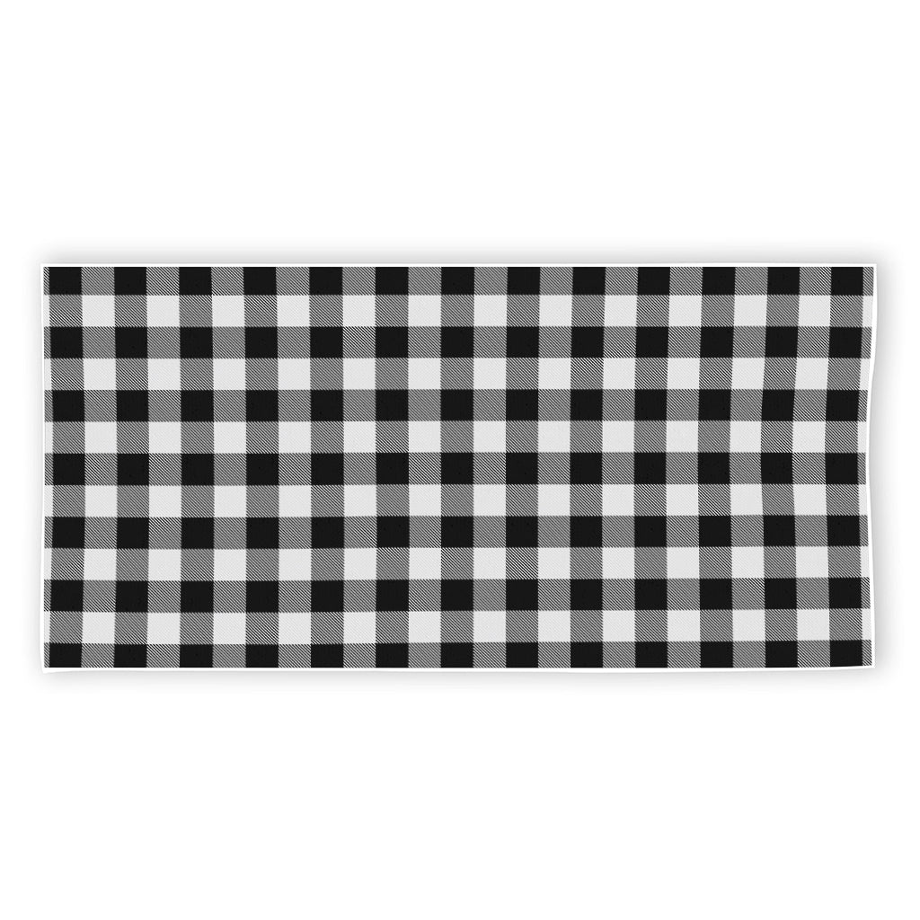 Black And White Buffalo Plaid Print Beach Towel