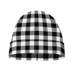 Black And White Buffalo Plaid Print Beanie