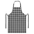 Black And White Buffalo Plaid Print Bib Apron With Pocket