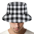 Black And White Buffalo Plaid Print Bucket Hat