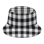 Black And White Buffalo Plaid Print Bucket Hat