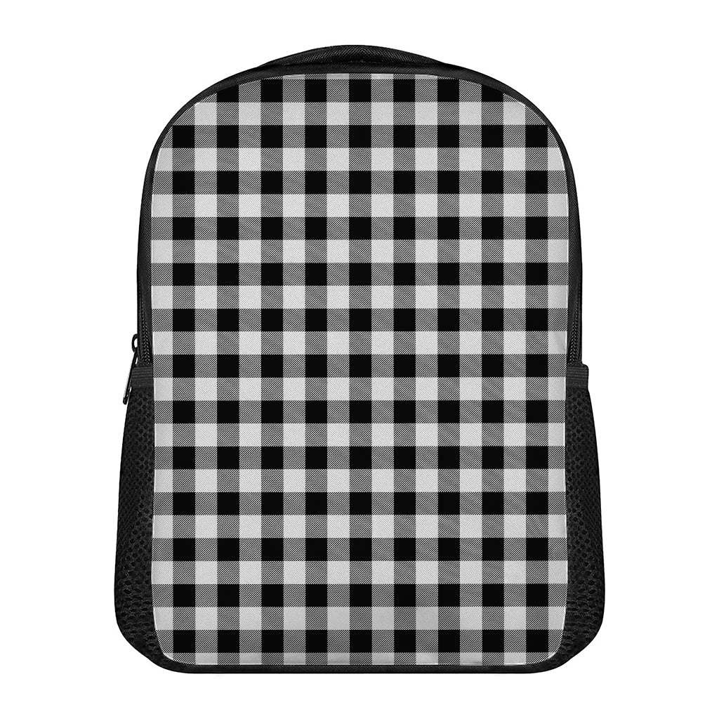 Black And White Buffalo Plaid Print Casual Backpack
