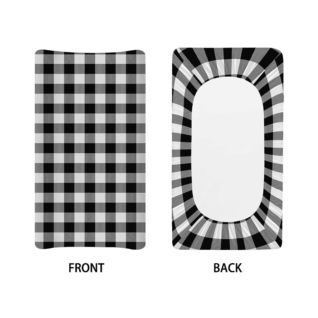 Black And White Buffalo Plaid Print Changing Pad Cover