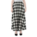 Black And White Buffalo Plaid Print Chiffon Maxi Skirt