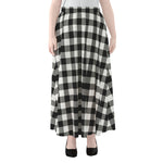 Black And White Buffalo Plaid Print Chiffon Maxi Skirt