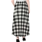 Black And White Buffalo Plaid Print Chiffon Maxi Skirt