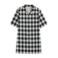 Black And White Buffalo Plaid Print Cotton Hawaiian Shirt