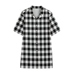 Black And White Buffalo Plaid Print Cotton Hawaiian Shirt