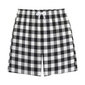 Black And White Buffalo Plaid Print Cotton Shorts