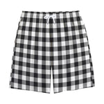 Black And White Buffalo Plaid Print Cotton Shorts