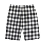 Black And White Buffalo Plaid Print Cotton Shorts